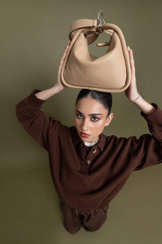 Taupe Luna Hobo Bag