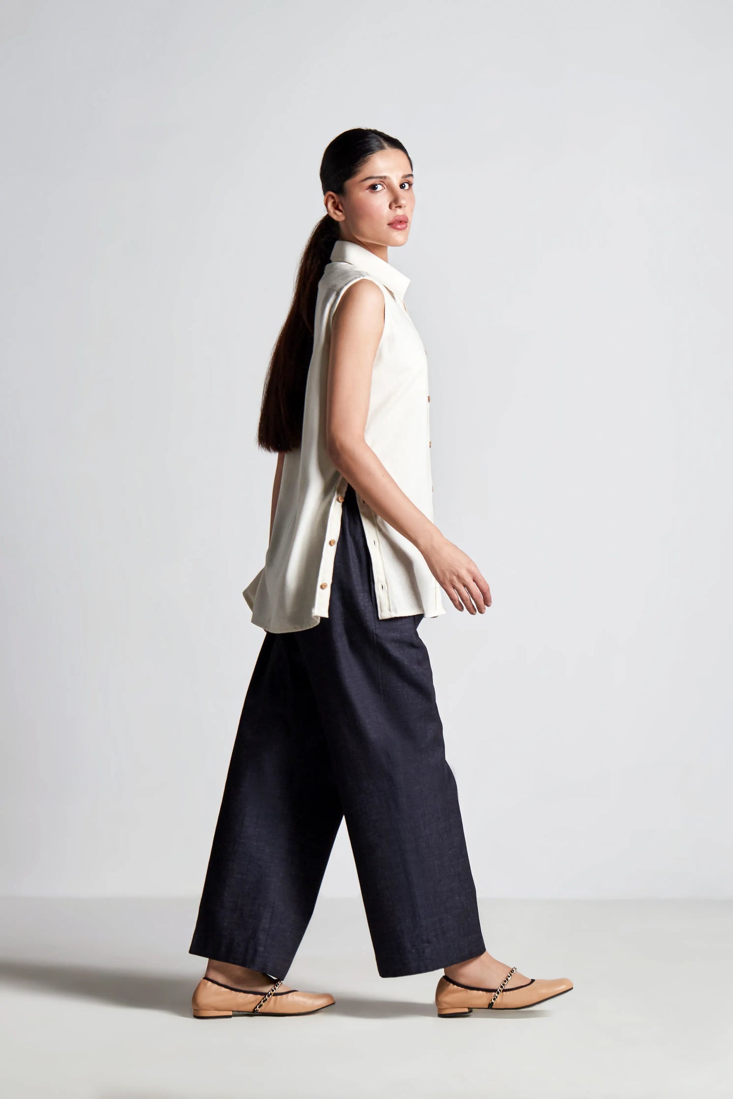 Indigo Paperbag Pants