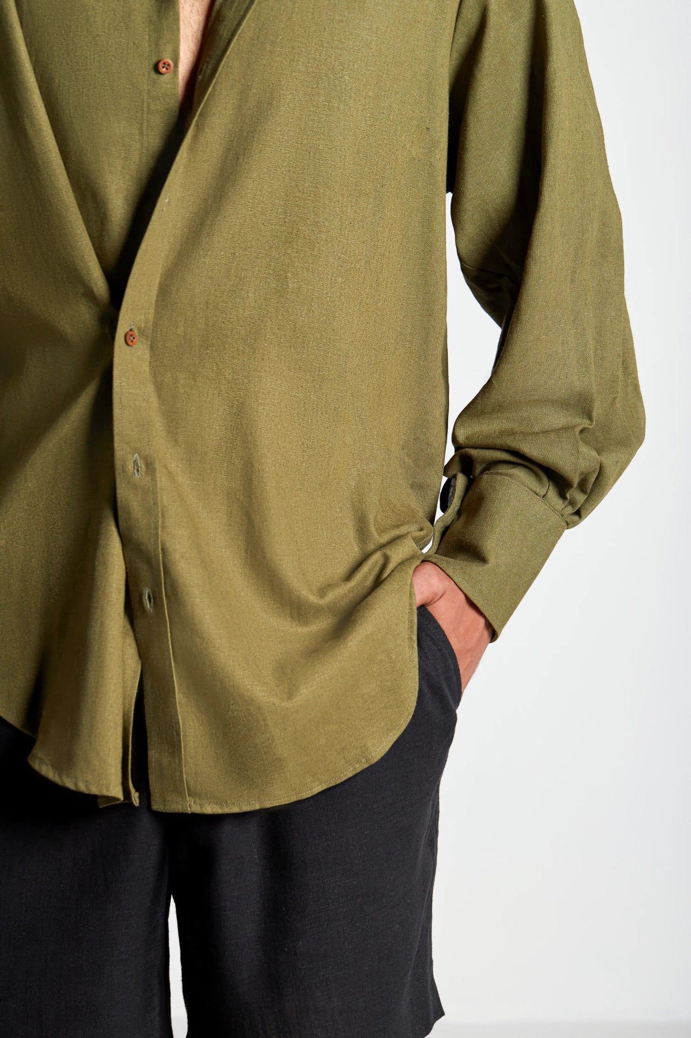 Spinach Cross Button Shirt - inclusiviteeapparel.com