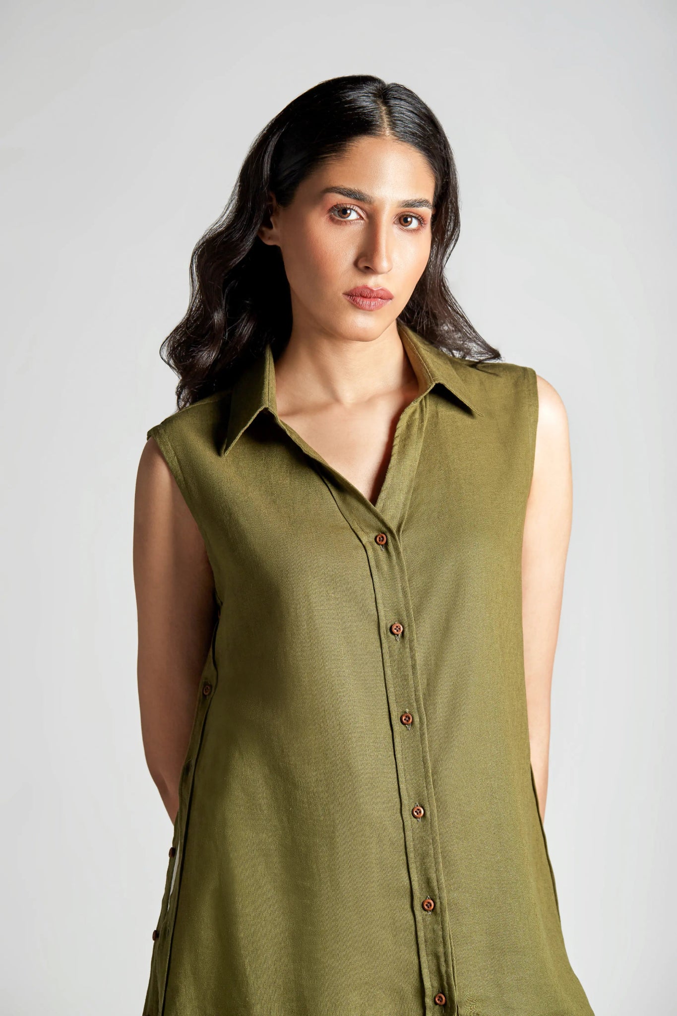 Spinach Side Split Shirt - inclusiviteeapparel.com