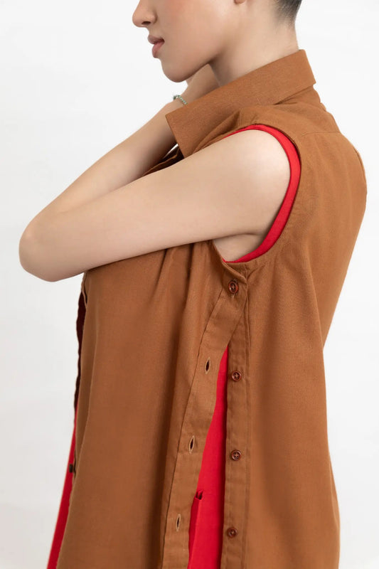 Terracotta Side Split Shirt - inclusiviteeapparel.com